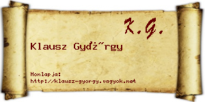 Klausz György névjegykártya
