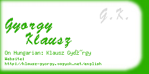 gyorgy klausz business card